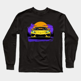 Yellow C8 Corvette Stingray Midnight Moon Supercar Racecar Muscle Car Sportscar Corvette C8 Long Sleeve T-Shirt